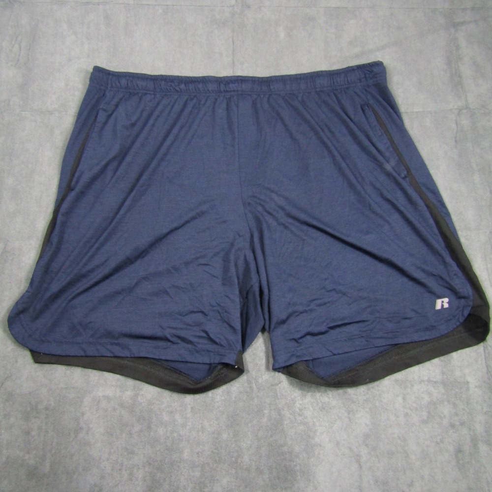 Russell Athletic Shorts Mens 3XL Blue FreshForce Performance Activewear Pocket